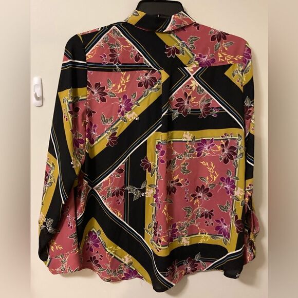 Apt. 9 Pink Black pattern blouse XL - Picture 3 of 7